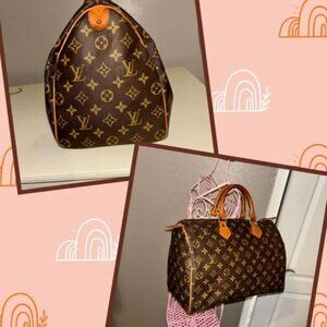 Louis Vuitton LV Speedy 35 Handbag Monogram Canvas Brown VINTAGE Travel EUC COA